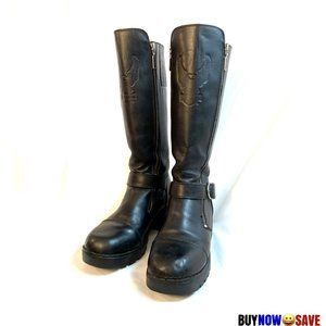 Harley Davidson 9.5 Black Leather Mid-Calf Boots